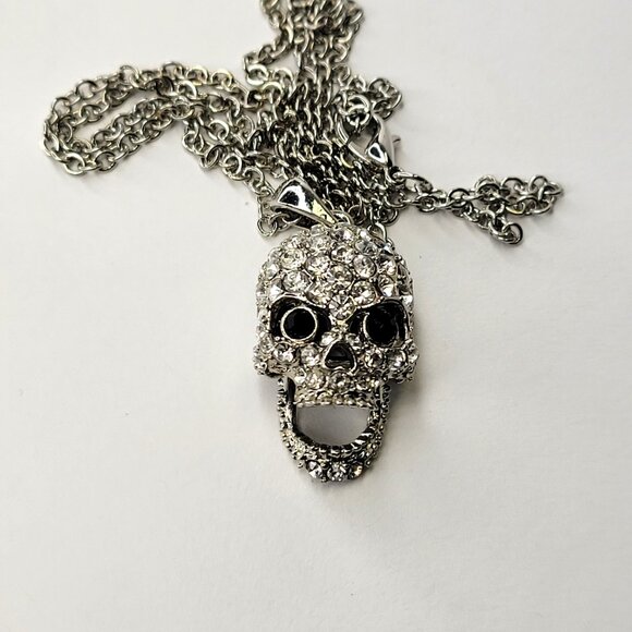 Crystal Mini Silver Skull Necklace - Picture 2 of 7